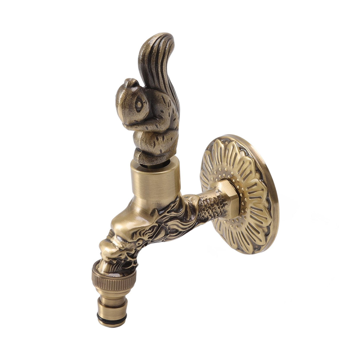 Water Faucet Copper Tap G1/2 Female Thread Home Decoration for Sink Basin Bathroom Squirrel and Dragon Pattern