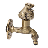 Antique Carved Faucet Bronze Copper Carp Retro Anti Rust Outdoor Garden Tap for Toilet G1/2in Squirrel