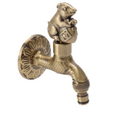 Antique Carved Faucet Bronze Copper Carp Retro Anti Rust Outdoor Garden Tap for Toilet G1/2in Squirrel - 45-Degree Angle