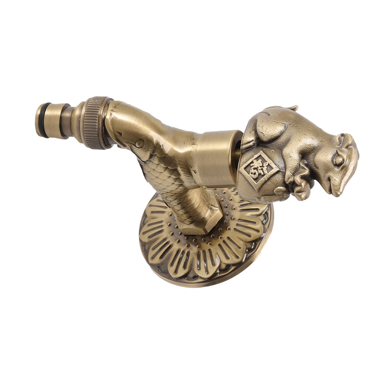 Antique Carved Faucet Bronze Copper Carp Retro Anti Rust Outdoor Garden Tap for Toilet G1/2in Squirrel