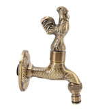Antique Carved Faucet Bronze Copper Carp Retro Anti Rust Outdoor Garden Tap for Toilet G1/2in Rooster - 45-Degree Angle
