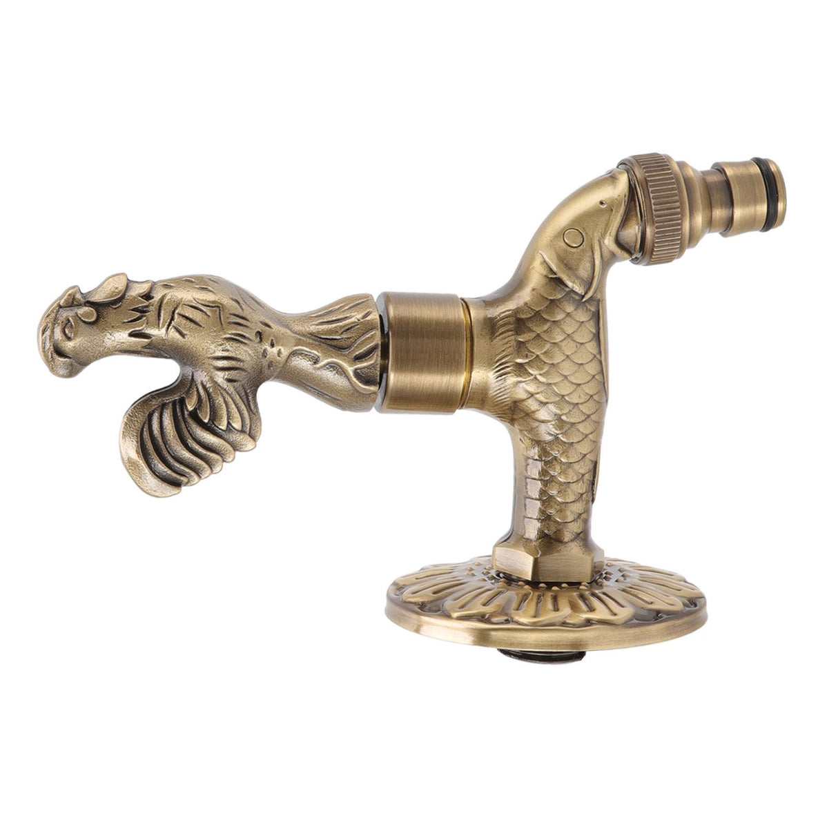 Antique Carved Faucet Bronze Copper Carp Retro Anti Rust Outdoor Garden Tap for Toilet G1/2in Rooster