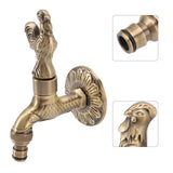 Antique Carved Faucet Bronze Copper Carp Retro Anti Rust Outdoor Garden Tap for Toilet G1/2in Rooster