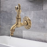Antique Carved Faucet Bronze Copper Carp Retro Anti Rust Outdoor Garden Tap for Toilet G1/2in Rooster