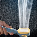 4 Gear Showerhead with Filter Strong Performance Stable Simple Universal Shower Head for Bathroom G1/2 Dark Blue Yellow - Side View
