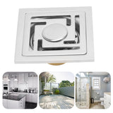 Stainless Steel Floor Drain Square Large Displacement Deodorant Shower Floor Drain for Kitchens Bathrooms Garages Basements Balconies - Extra Image