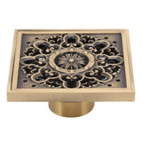 Copper Floor Drain Squared Retro Large Flow Odor Proof Shower Drain for Bathroom