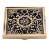 Copper Floor Drain Squared Retro Large Flow Odor Proof Shower Drain for Bathroom