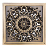 Copper Floor Drain Squared Retro Large Flow Odor Proof Shower Drain for Bathroom - Low Angle