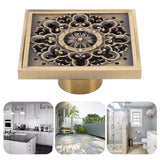 Copper Floor Drain Squared Retro Large Flow Odor Proof Shower Drain for Bathroom - Extra Image