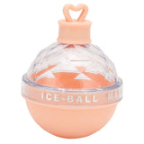 Ice Ball Mould Soft Bottom Cute Shape Round Ice Mold Maker for Wine Coffee Fruit Tea Pink - Front View