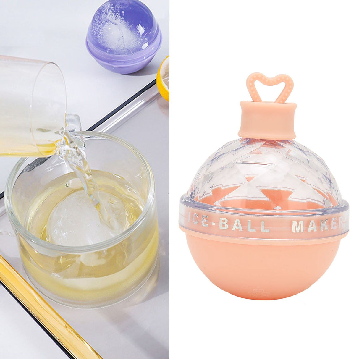 Ice Ball Mould Soft Bottom Cute Shape Round Ice Mold Maker for Wine Coffee Fruit Tea Pink
