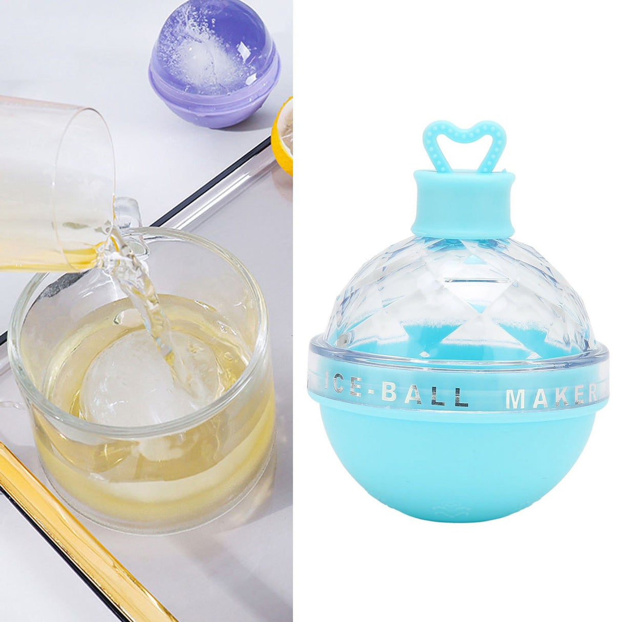 Ice Ball Mould Soft Bottom Cute Shape Round Ice Mold Maker for Wine Coffee Fruit Tea Blue