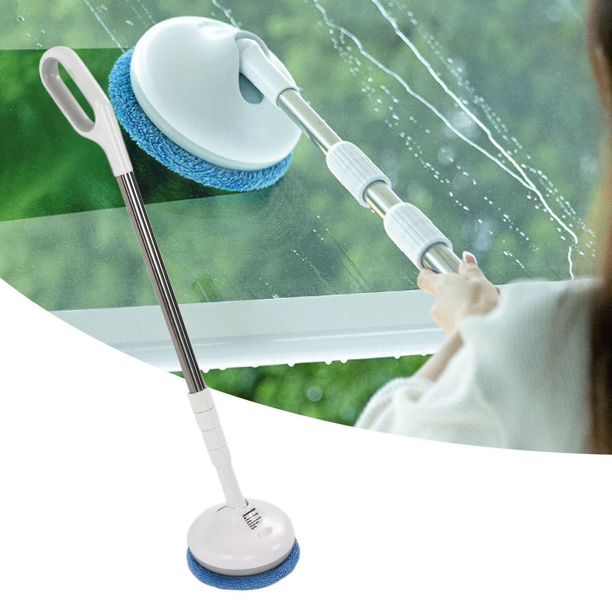 Cordless Electric Spin Scrubber 8.5W 5V 2A USB Charging Waterproof Retractable Electric Window Cleaning Brush for Car White
