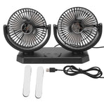 12V Double Head Electric Fan Double Control 3 Gears Strong Wind USB Charging Car Cooling Fan for Minivan Trucks