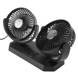 12V Double Head Electric Fan Double Control 3 Gears Strong Wind USB Charging Car Cooling Fan for Minivan Trucks