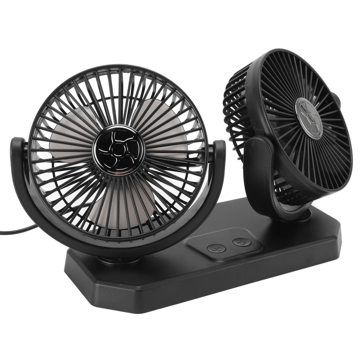 12V Double Head Electric Fan Double Control 3 Gears Strong Wind USB Charging Car Cooling Fan for Minivan Trucks