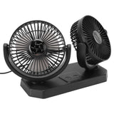 12V Double Head Electric Fan Double Control 3 Gears Strong Wind USB Charging Car Cooling Fan for Minivan Trucks