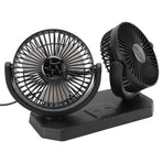 12V Double Head Electric Fan Double Control 3 Gears Strong Wind USB Charging Car Cooling Fan for Minivan Trucks