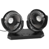 12V Double Head Electric Fan Double Control 3 Gears Strong Wind USB Charging Car Cooling Fan for Minivan Trucks