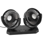 12V Double Head Electric Fan Double Control 3 Gears Strong Wind USB Charging Car Cooling Fan for Minivan Trucks