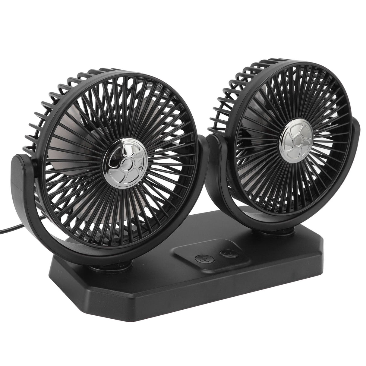 12V Double Head Electric Fan Double Control 3 Gears Strong Wind USB Charging Car Cooling Fan for Minivan Trucks