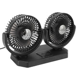 12V Double Head Electric Fan Double Control 3 Gears Strong Wind USB Charging Car Cooling Fan for Minivan Trucks - Close-Up Angle