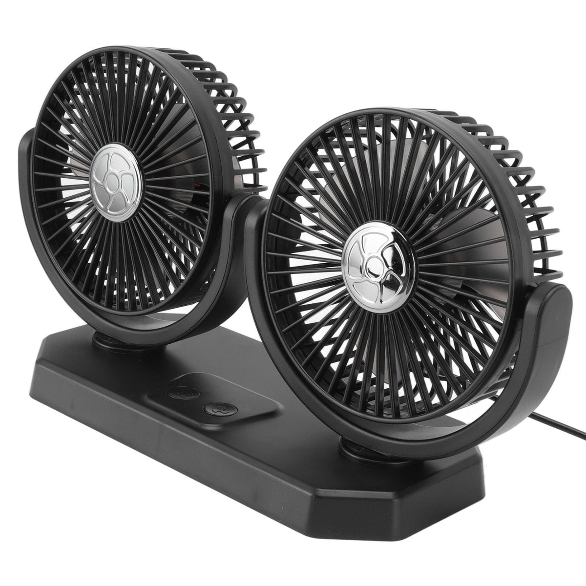 12V Double Head Electric Fan Double Control 3 Gears Strong Wind USB Charging Car Cooling Fan for Minivan Trucks