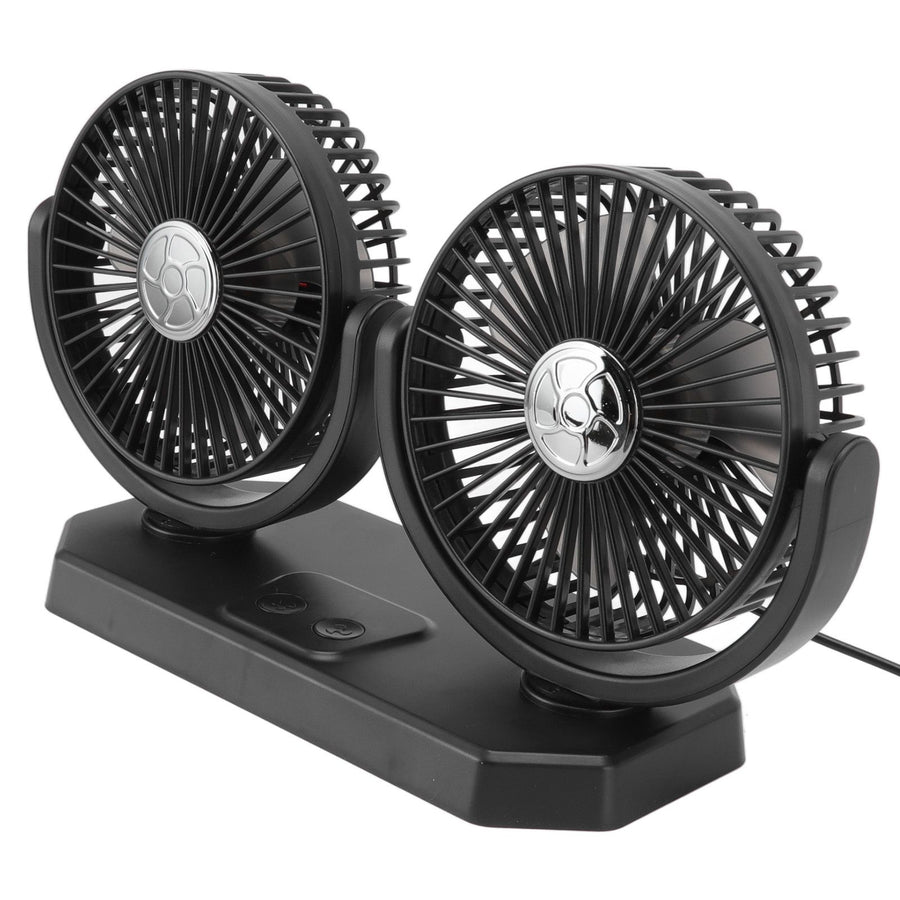 12V Double Head Electric Fan Double Control 3 Gears Strong Wind USB Charging Car Cooling Fan for Minivan Trucks