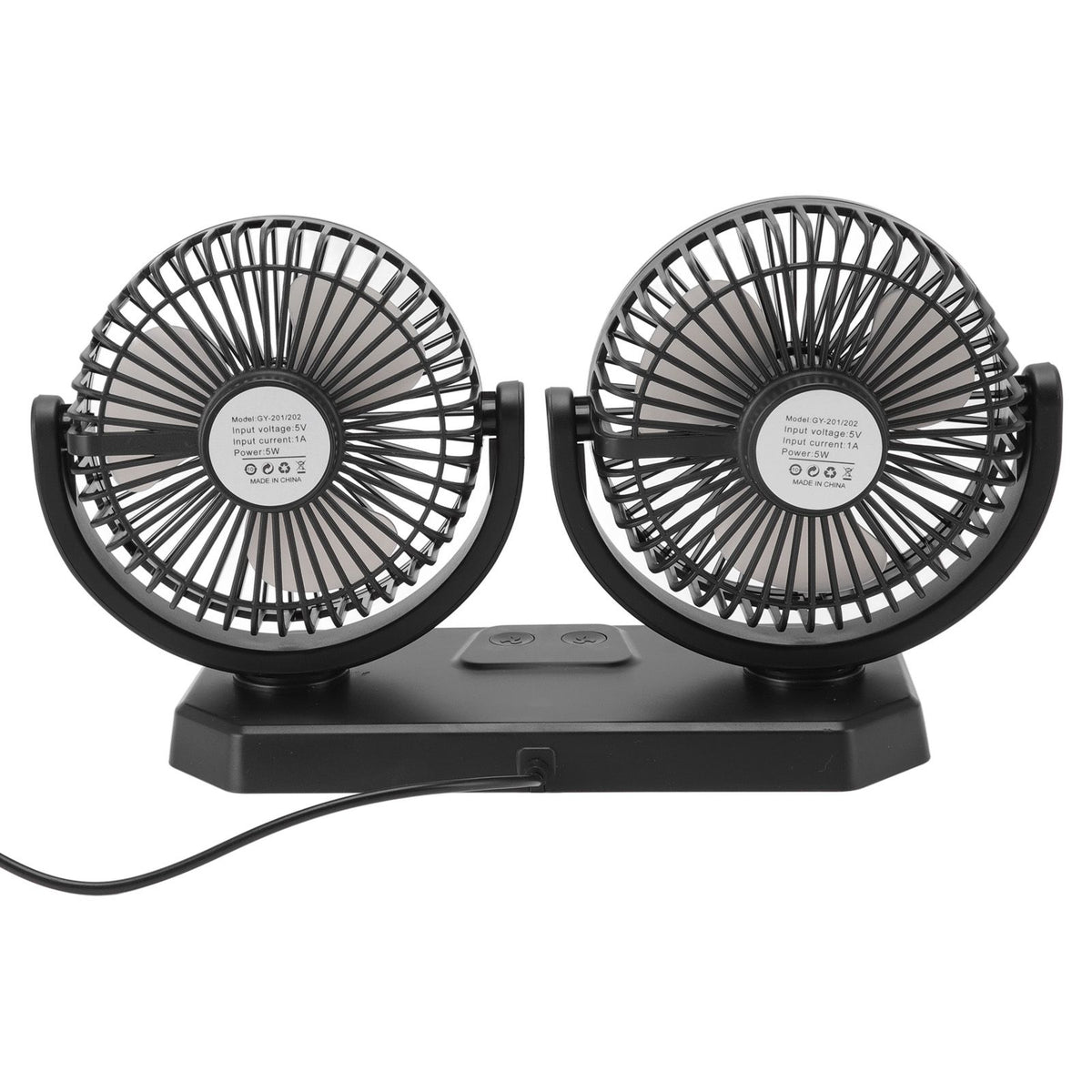 12V Double Head Electric Fan Double Control 3 Gears Strong Wind USB Charging Car Cooling Fan for Minivan Trucks