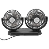 12V Double Head Electric Fan Double Control 3 Gears Strong Wind USB Charging Car Cooling Fan for Minivan Trucks