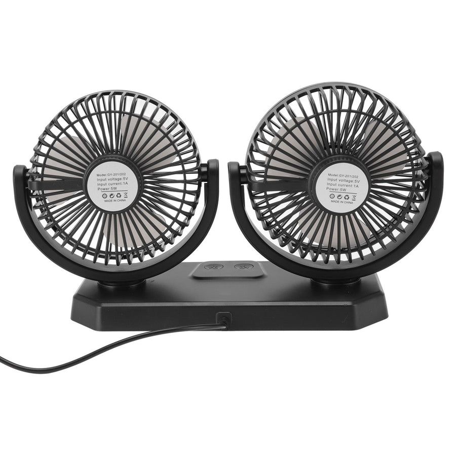 12V Double Head Electric Fan Double Control 3 Gears Strong Wind USB Charging Car Cooling Fan for Minivan Trucks