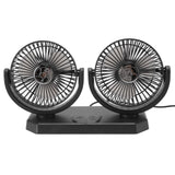 12V Double Head Electric Fan Double Control 3 Gears Strong Wind USB Charging Car Cooling Fan for Minivan Trucks - Extra Image