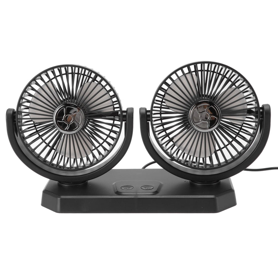 12V Double Head Electric Fan Double Control 3 Gears Strong Wind USB Charging Car Cooling Fan for Minivan Trucks