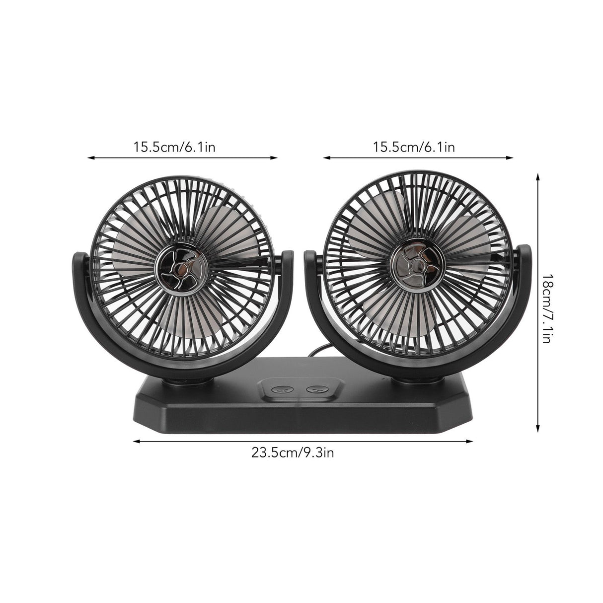 12V Double Head Electric Fan Double Control 3 Gears Strong Wind USB Charging Car Cooling Fan for Minivan Trucks