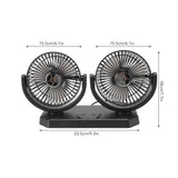 12V Double Head Electric Fan Double Control 3 Gears Strong Wind USB Charging Car Cooling Fan for Minivan Trucks