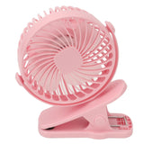 Clip On Fan ABS 720 Degree 3 Gears Noiseless USB Battery Powered Mini Fan for Desktop Office Dormitory Pink
