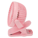 Clip On Fan ABS 720 Degree 3 Gears Noiseless USB Battery Powered Mini Fan for Desktop Office Dormitory Pink