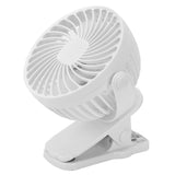 Clip On Fan ABS 720 Degree 3 Gears Noiseless USB Battery Powered Mini Fan for Desktop Office Dormitory White