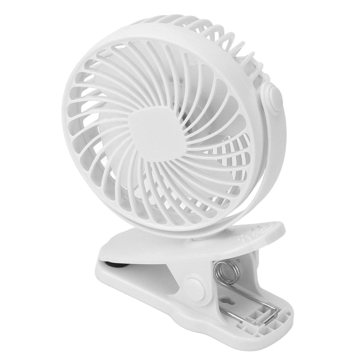 Clip On Fan ABS 720 Degree 3 Gears Noiseless USB Battery Powered Mini Fan for Desktop Office Dormitory White