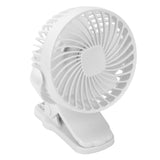 Clip On Fan ABS 720 Degree 3 Gears Noiseless USB Battery Powered Mini Fan for Desktop Office Dormitory White