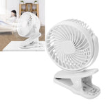 Clip On Fan ABS 720 Degree 3 Gears Noiseless USB Battery Powered Mini Fan for Desktop Office Dormitory White