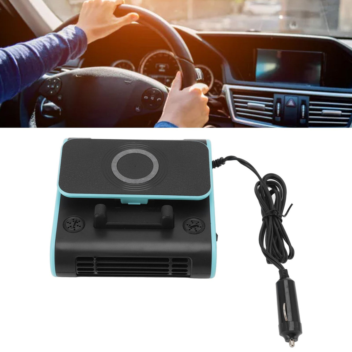 4 in 1 Car Fan ABS 5V Multifunctional Wireless Charger Scented Piece Car Temporary Parking Number Plate Phone Bracket 24V