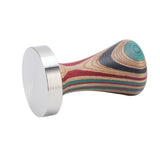 Colorful Wood Coffee Flat Tamper Stainless Steel Base Powder Hammer for Coffee Accessories 51mm - Close-Up Angle