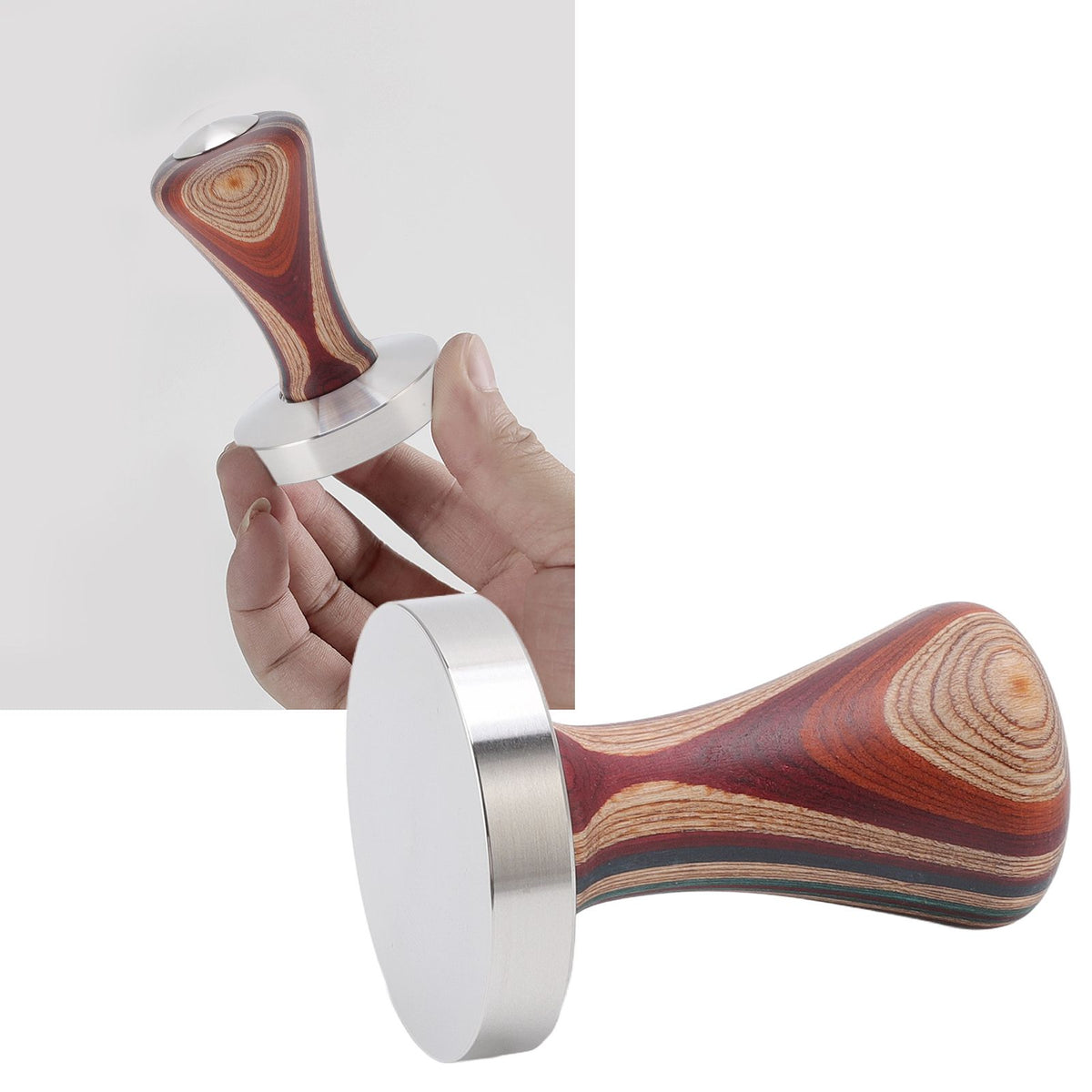 Colorful Wood Coffee Flat Tamper Stainless Steel Base Powder Hammer for Coffee Accessories 58mm