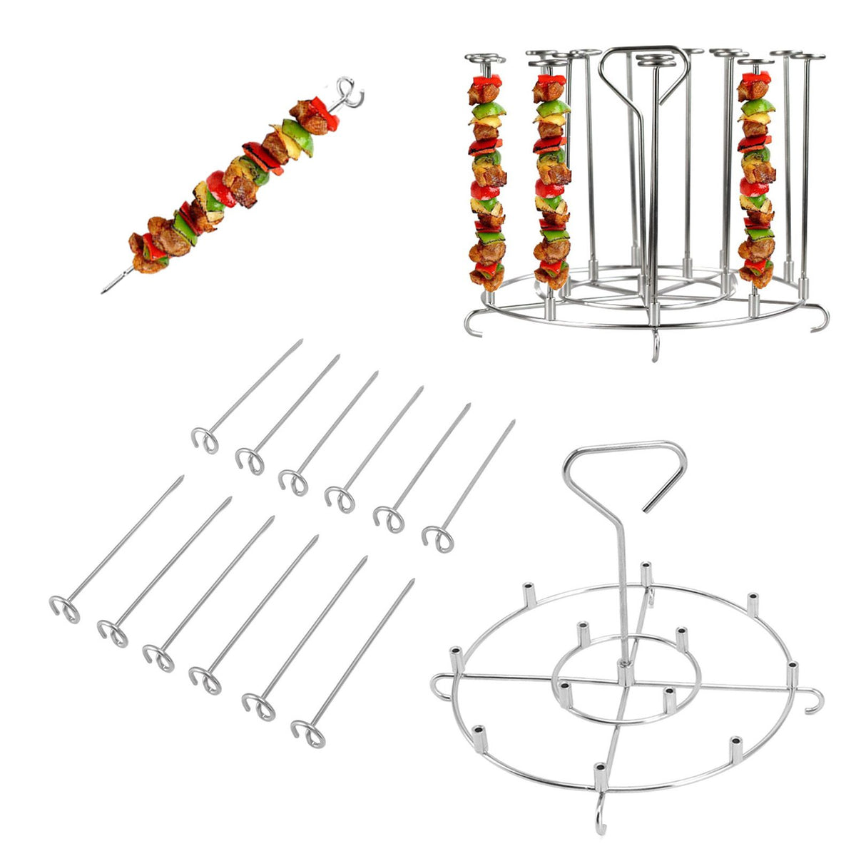 Skewer Stand Stainless Steel Vertical Barbecue Skewers Holder Fryer Accessories for 6 Quart Fryer