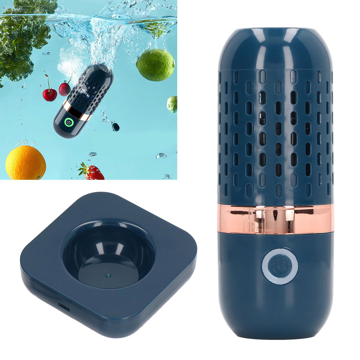 Automatic Vegetable Washing Machine Household Capsule Shape USB Charging Food Purifier for Fruits Rice Meat