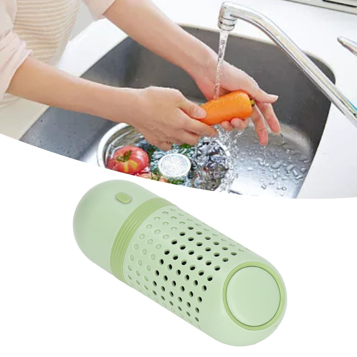 Fruit and Vegetable Washing Machine IPX7 Waterproof Portable Wireless USB Rechargeable Food Purifier for Rice Food Green