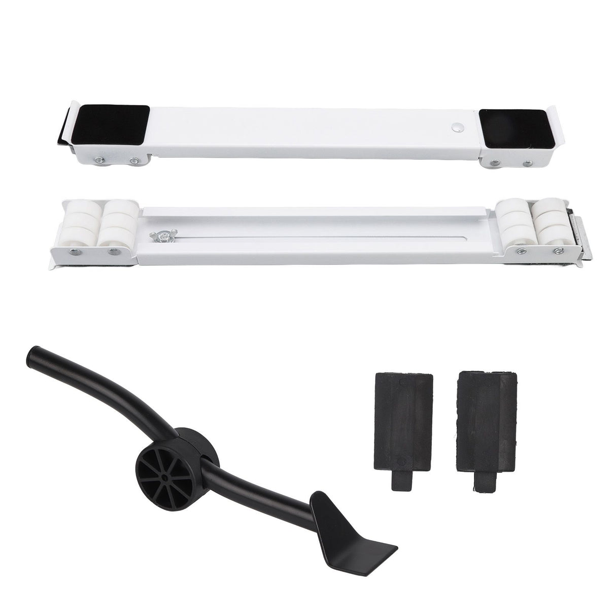 Universal Appliances Pulley Bracket 300KG Load Bearing Retractable Moving Rollers Base with Pry Bar for Washing Machine White