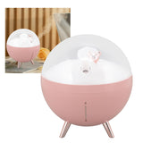 260ml Air Humidifier Space Bear Designed ABS with Night Light USB Charging Mini Mist Diffusor for Home Children Pink
